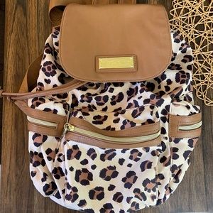 Betsey Johnson cheetah drawstring backpack purse